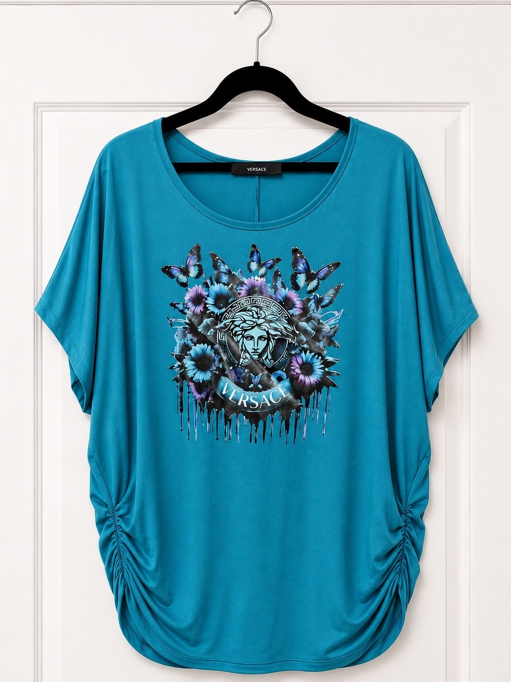 Teal Graphic Medusa Short Sleeve Top